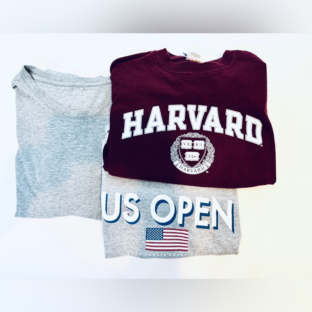 Bundle of 3 T Shirts - Harvard long sleeve- US Open - Everlane